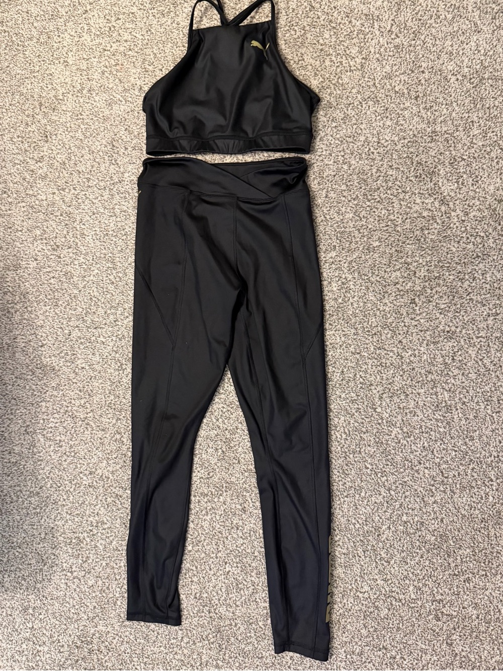 Puma Black High-Neck Sports Bra and High-Waist Leggings Set